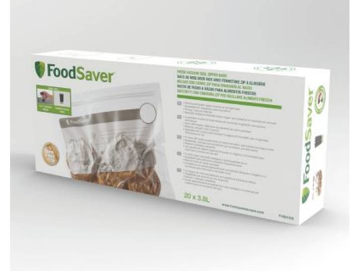 Food Saver - Sac De Conservation Fvb016x01 Lot 20 Sacs Avec Zip 3.79l