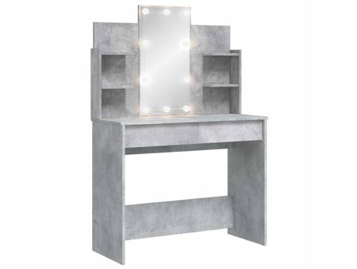 vidaXL Schminktisch mit LED-Leuchten Betongrau 96x40x142 cm