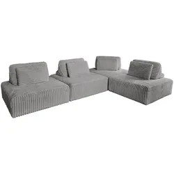 KAWOLA Modulsofa WIOLO SOFT 4 Module 4 Rückenkissen Weicher Breitcord grau