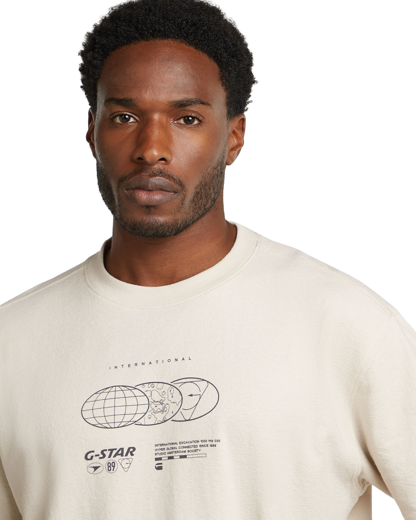 T-Shirt G-STAR "Globes Relaxed T-Shirt", Herren, Gr. XL, weißbait, Obermaterial: 100% Baumwolle, Shirts T-Shirt