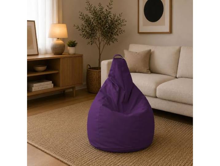 Talamo Italia - Pouf Parini, Mehrzwecksessel, Sitzsack, Hockerhocker, Made in Italy, 90x90 h120 cm, Lila