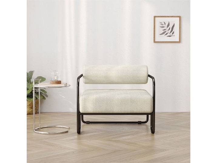 Fauteuil Lounge Moderne – Fauteuil avec structure métallique – Fauteuil design – Confort Minimaliste – Beige
