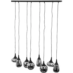 Pendelleuchte Esstischlampe schwarz Hängeleuchte Wohnzimmerleuchte Esszimmerlampe Glas chrom bedampft, unterschiedliche Lampenschirme, 8x E14, LxH 115x150 cm