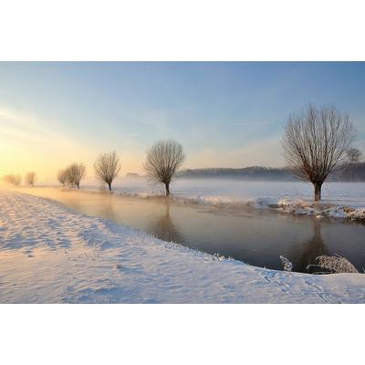 Fototapete PAPERMOON "Fluss in Winterlandschaft", bunt, B:3m L:2,23m, Vlies, Tapeten