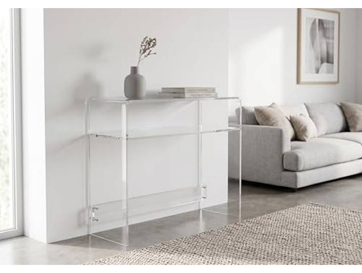 Slato Ercole Konsolentisch aus transparentem Acrylkristall, Eingangsmöbel, Wohnzimmertisch, Wartezimmer, Büro, Designmodell, Made in Italy