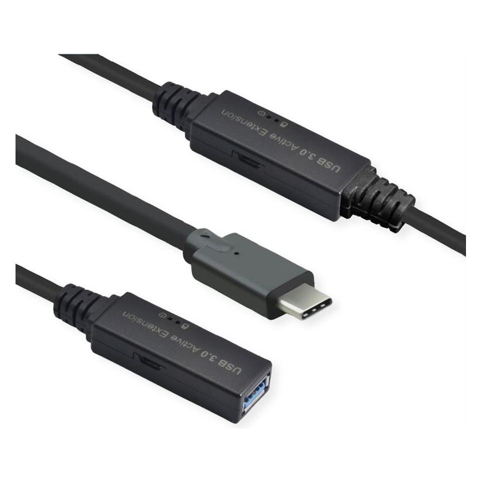 Roline Ultralanges USB3.2 Gen1 Verlängerungskabel C-A ST/BU 10m - Kabel - Digital/Daten (10 m, USB 3.2 Gen 1) (12.04.1066)