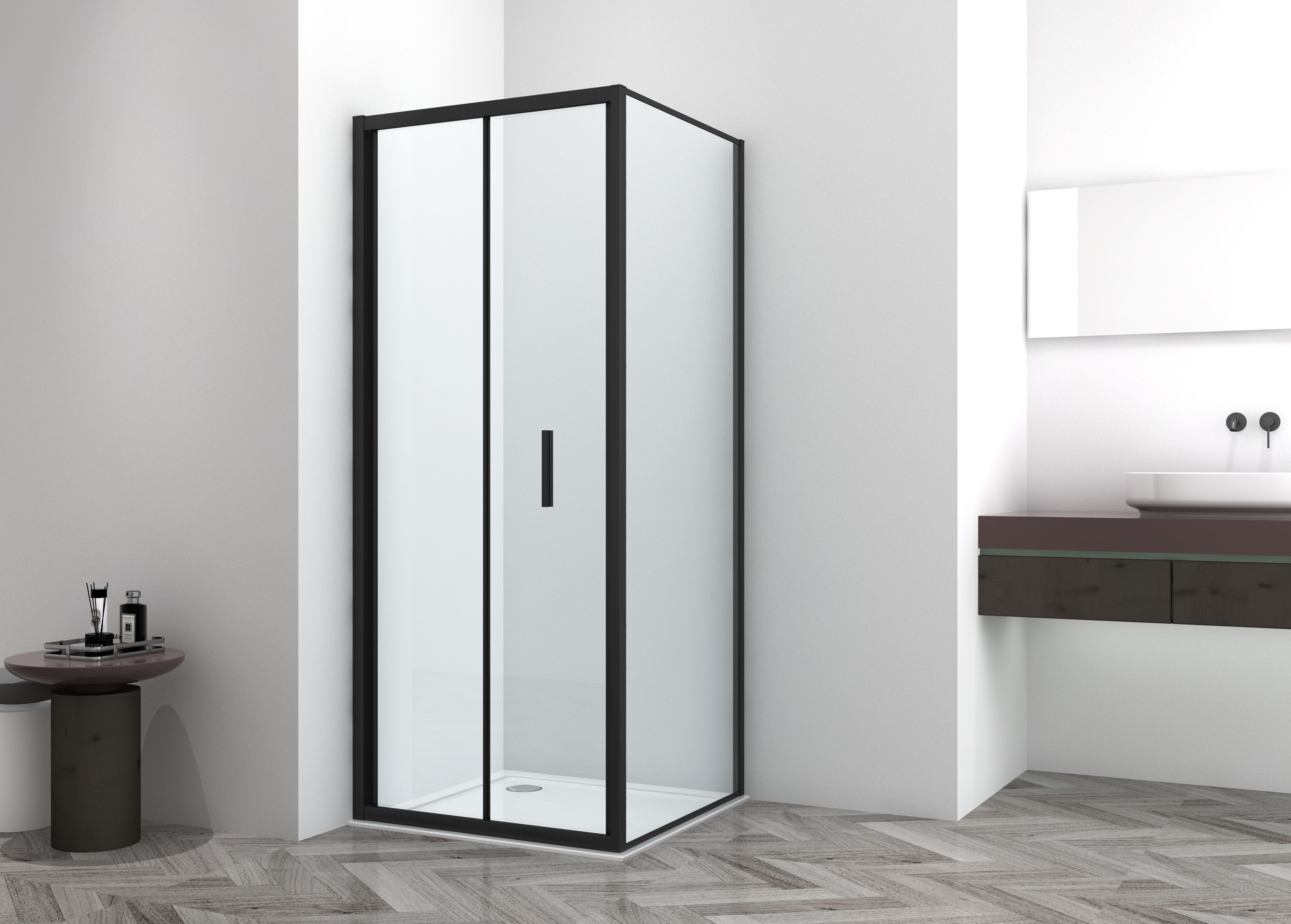 Dusch-Falttür SANOTECHNIK "Sanotechnik SlimLine Falttür schwarz", schwarz, B:80cm H:200cm, Duschtüren, Dusch-Falttür, Easy Clean Beschichtung