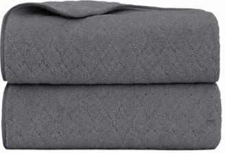 JML 2 Pack Soft Fleece Bath Towel with Subtle Diamond Texture and Hanging Loop
