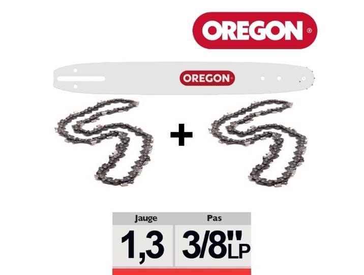 Oregon - Pack 1 Guide + 2 Chaînes Tronçonneuse 3/8lp 050 Sdea041 35cm
