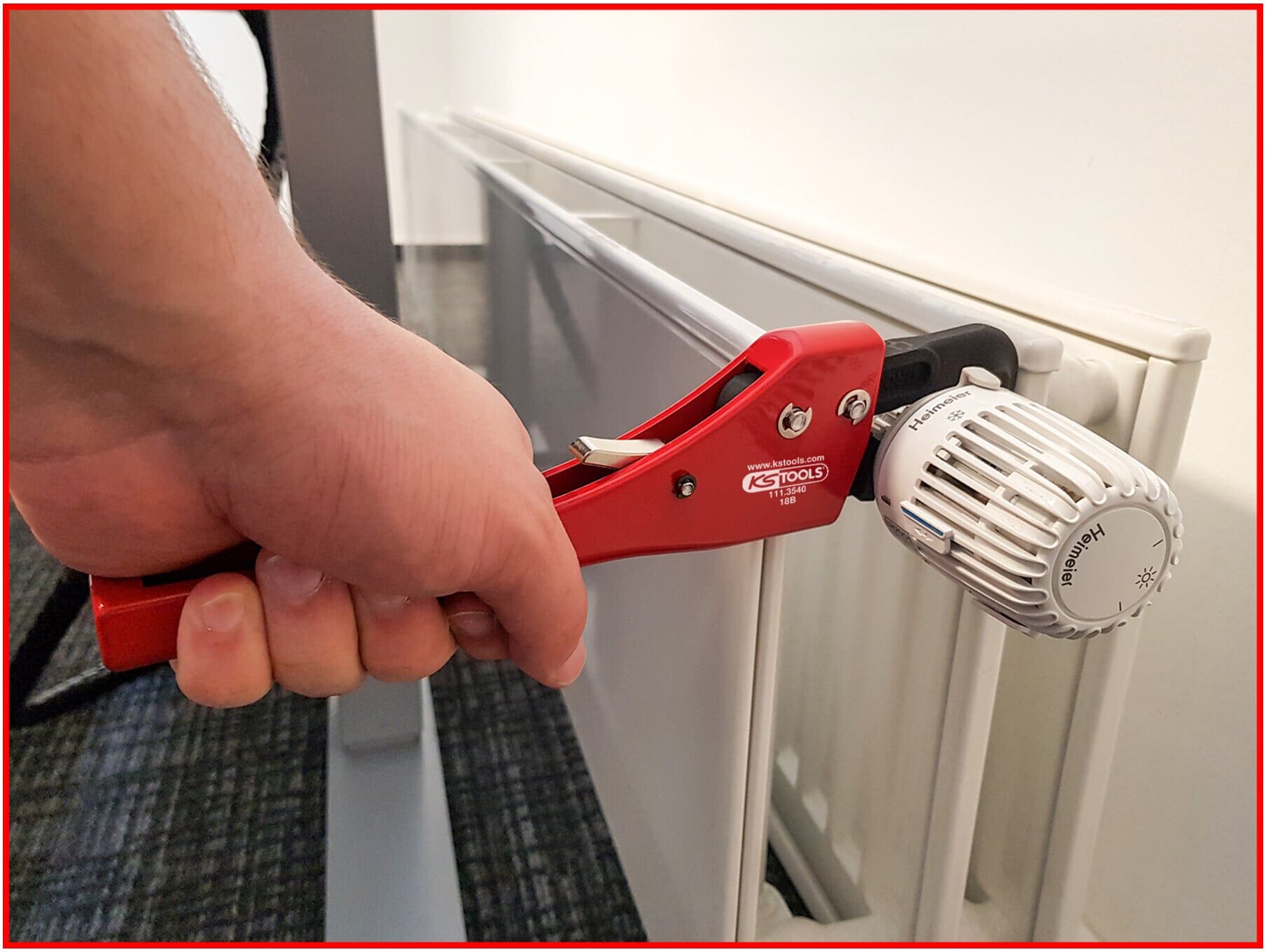 KS Tools Einhand-Ratschen-Rohrzange mit verstellbarem Kopf (111.3540)