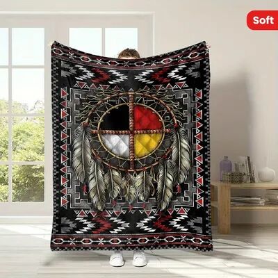 Shop Station Aztec Throw Blanket Boho Flannel Geometric Fleece Sofa & Camping Blanket c 28x39in
