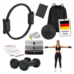 Relaxdays 11-teiliges Pilates Set Grau,Schwarz