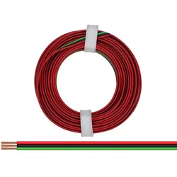 Drillingslitze isoliert, 3x0,14mm, 5m - Farbe: rot, schwarz, grün