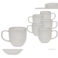 Van Well | URBAN Kaffeebecher 32 cl creme 6er Set  - Steinzeug stylisch, handlicher Kaffee -  Tee Becher