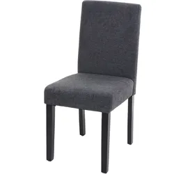 Esszimmerstuhl Littau, Küchenstuhl Stuhl, Stoff/Textil ~ anthrazitgrau, dunkle Beine