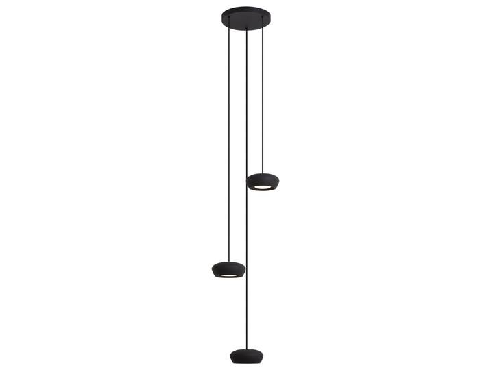 Suspension moderne noire 3 lumières avec abat-jour rond -