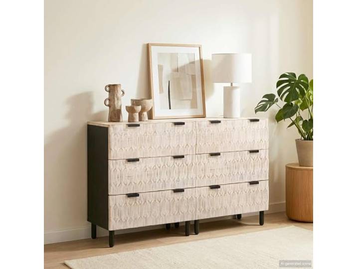 KGHFDVB Sideboard 2 STK. 60 x 33 x 75 cm Massivholz Mango Stabile Metallbeine, Breite Fächer, Modernes Design, Wohnzimmer