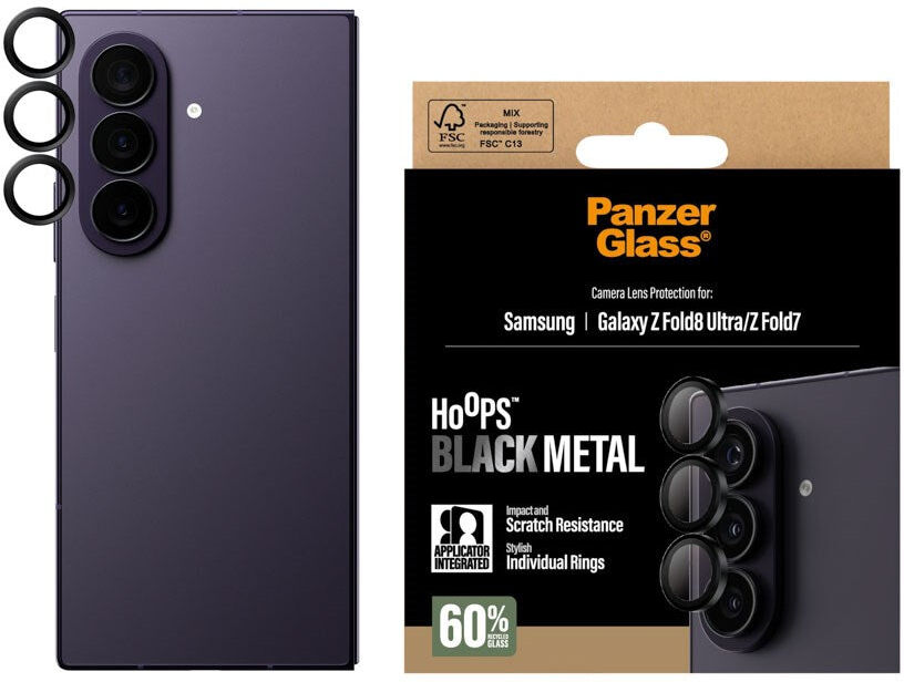 Samsung Galaxy Z Fold8 Ultra / Z Fold7 PanzerGlass Hoops Kameralinse Beskyttelse - Sort