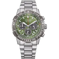Citizen CA4664-60W Eco-Drive Herrenuhr Chronograph Stahl/Grün