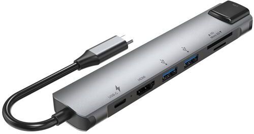 Accsup Adaptador HUB USB-C  7 em 1 100W - Cinzento