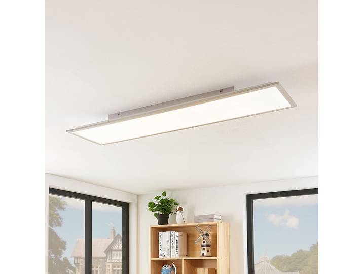 Lindby LED-Panel Stenley, 4.000 K, 120cm x 30cm, silber/weiß - Küche - Modern - Kunststoff - Eckig