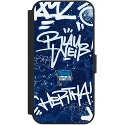 Nivocase Klapphülle für Apple iPhone 17e Handyhülle aus Kunst Leder NIVOflip schwarz Graffiti Hertha BSC (Apple iPhone 17e), Smartphone Hülle, Schwarz