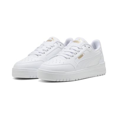 Sneaker PUMA "Shuffle Downtown Low Sneakers Jugendliche", Jungen, Gr. 37,5, weiß (weiß gold), Obermaterial: Synthetik, Textil. Futter: Textil. Innensohle: Textil. Laufsohle: Gummi, Schuhe Sneaker