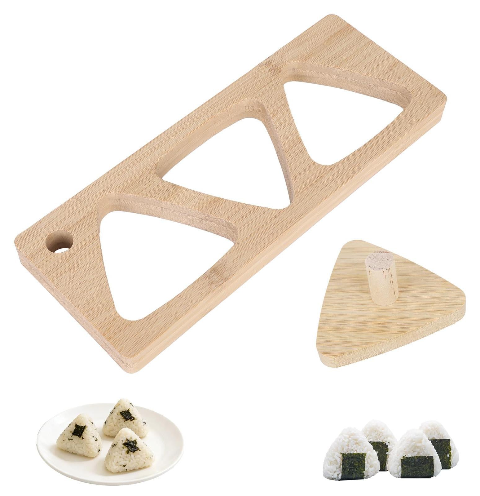 Dripio Set van 3 houten onigiri-vormen met persplaat