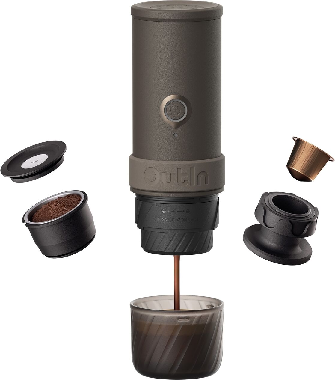 Outin Cafetera espresso portátil Mino. Gris