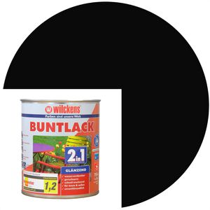 Wilckens Lackfarbe 2 in 1, Buntlack, 0,75l, tiefschwarz RAL 9005, innen & außen, glänzend
