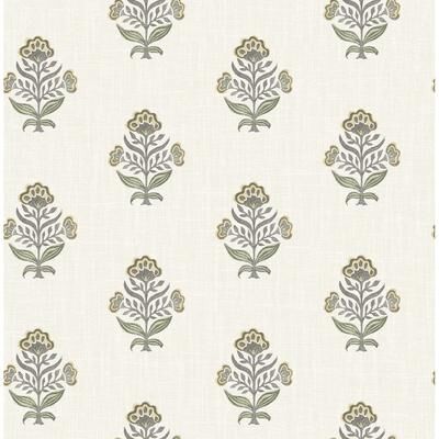 Chesapeake Hollyhock Honey Floral Crest Wallpaper
