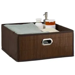 Relaxdays 5 x Aufbewahrungskorb Bambus flach braun Braun,Dunkelbraun