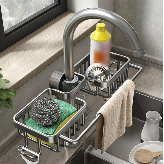 Aluminium opbergplank voor in de keuken of badkamer, zilver