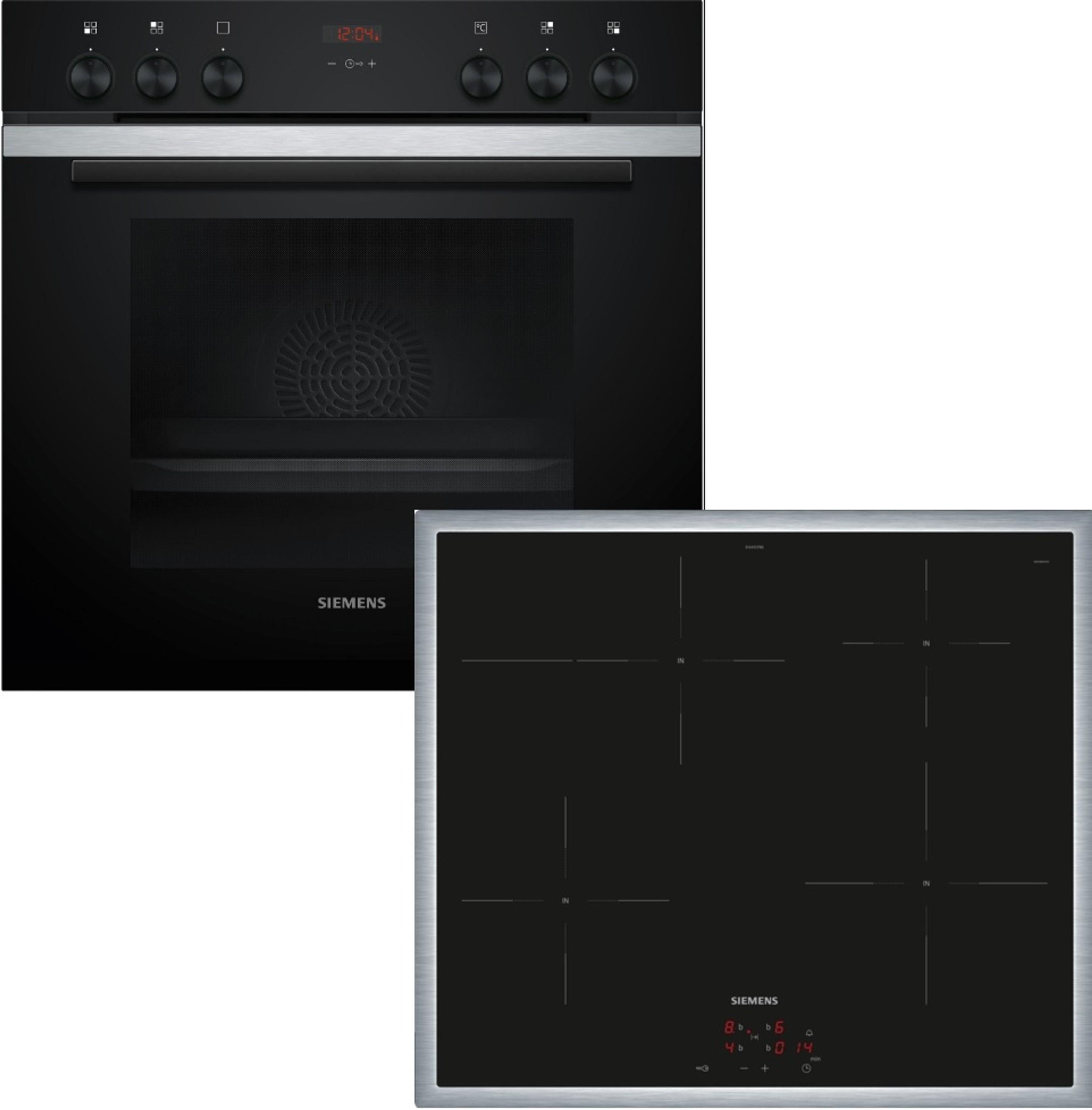 Siemens Einbau-Herd-Set, EI645CFB6E + HE213ABS4 + HZ538000, Einbau-Herd, Induktionskochfeld, Clip-Auszug EQ212IS21B