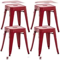 PROREGAL 4er Set Hocker YOSEMITE HxBxT 46x40x40cm Metall Rot