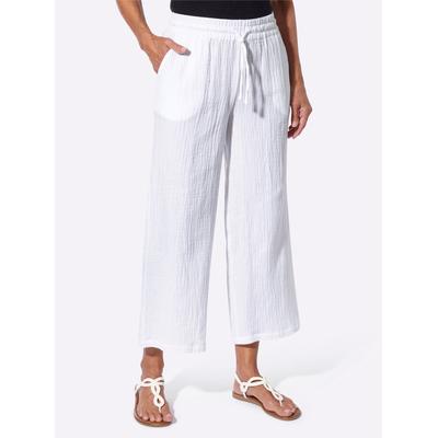Culotte CASUAL LOOKS, Damen, Gr. 42, Normalgrößen, weiß, 100% Baumwolle, unifarben, 7/8-Länge, Hosen Culotte