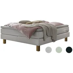 Hasena »Isoba« Boxspringbett 140x200 cm / Pepe grey / fest