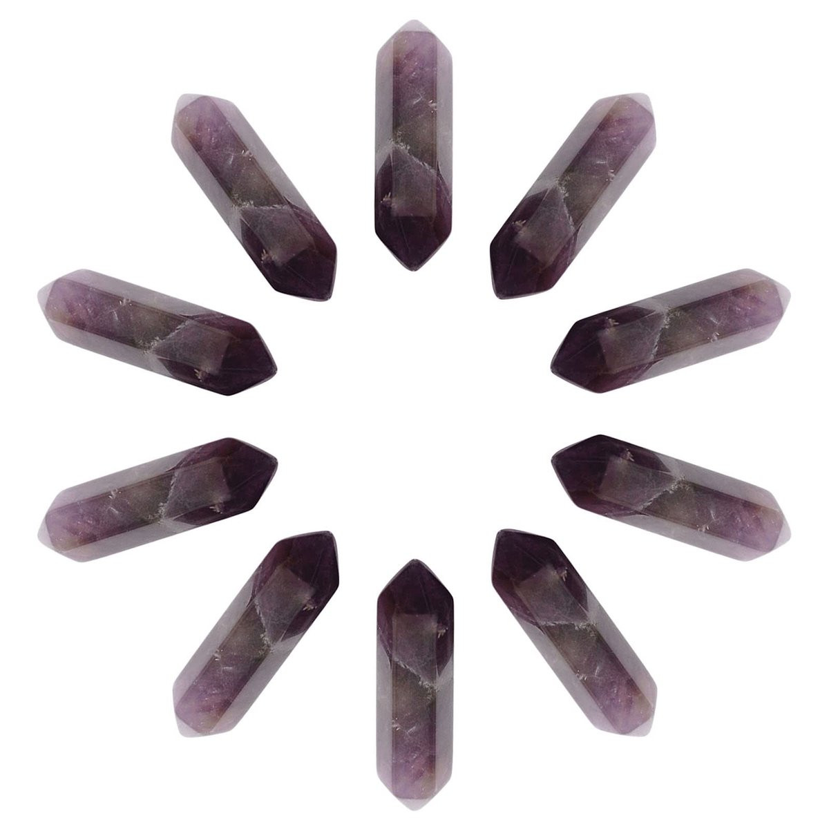 Dailygoody Amethist Kristal Punten - Zeshoekige Quartz - Paars - Voor Sieraden Maken en Chakra Healing