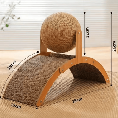 Inspire Curations SisalSpin 2 in 1 Cat Scratching Ball Wooden Scratch Post & Interactive Claw Care Toy hot Sale