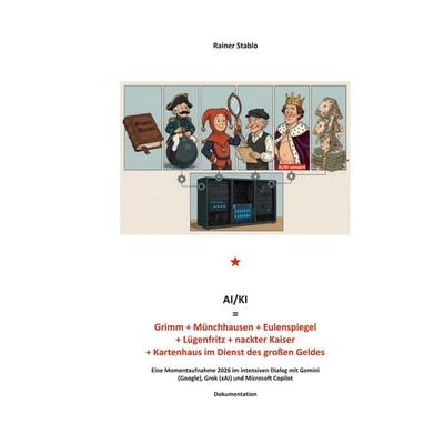 AI/KI = Grimm + Münchhausen + Eulenspiegel + Lügenfritz + nackter Kaiser + Kartenhaus im Dienst des großen Geldes, Taschenbuch von Rainer Stablo, BoD