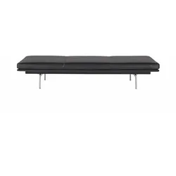 Muuto Outline Daybed, refine leder schwarz / polished aluminium