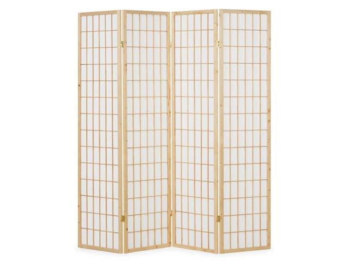 Homestyle4u 75, Paravent Raumteiler 4 teilig Holz Natur Sichtschutz Raumtrenner Reispapier Weiß Höhe 175 cm