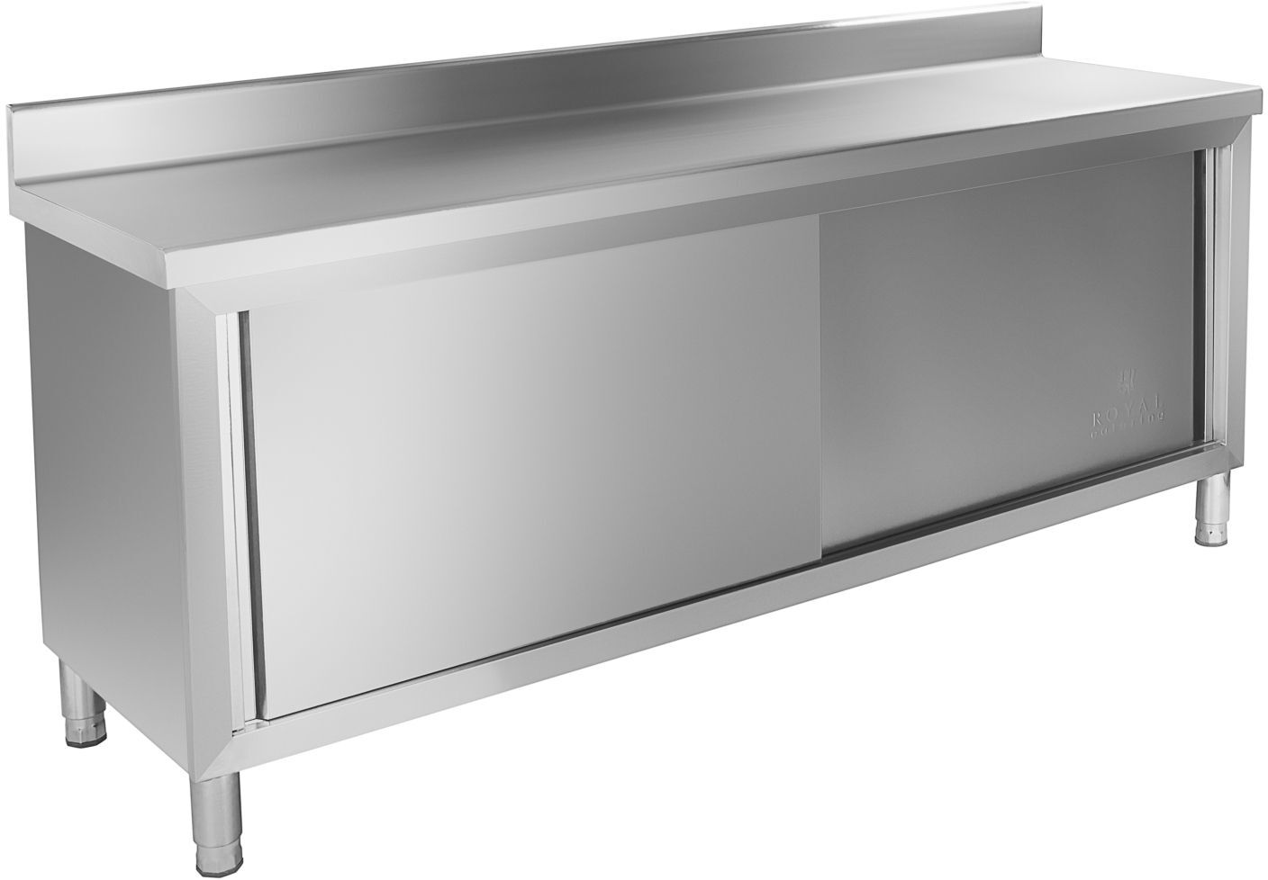 Stålskab - arbejdsskab - ECO - 200 x 60 cm - 160 kg - med bagkant - Royal Catering RCAT-200/60-C