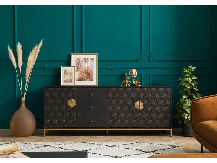 Sideboard Mango 194x40x77 grau geölt DIAMOND #121
