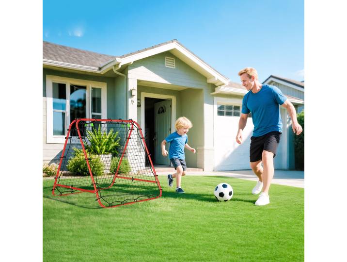 HOMCOM Filet Rebond Pliable Entraînement 100x95x90cm Rouge