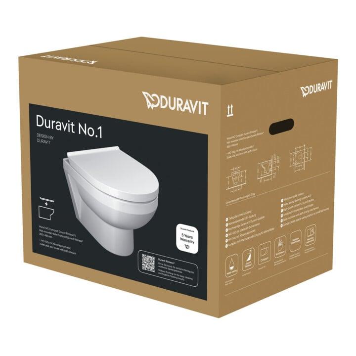 Duravit Wand-WC-Set No. 1 Compact mit WC-Sitz, Rimless, weiß (45750900A1)