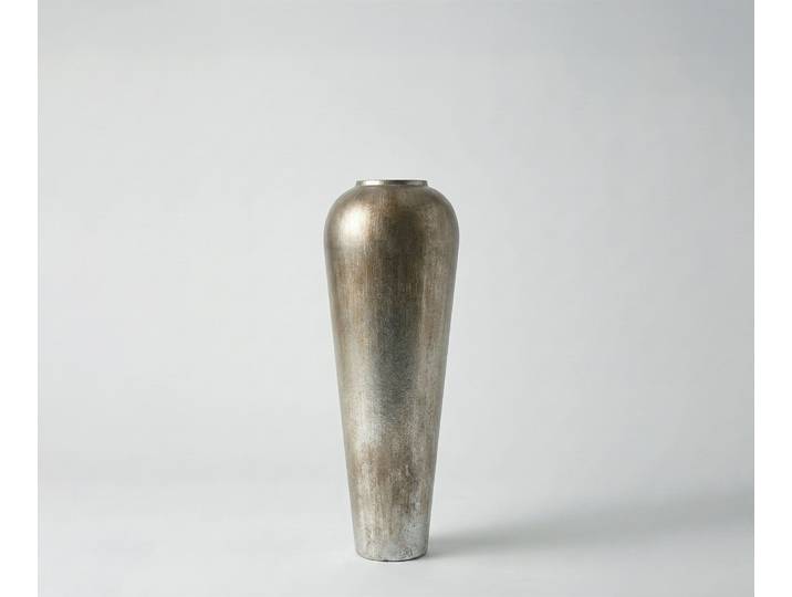 Vase Tavera B24 x T24 x H70 cm Metall Platin Aurum Handgemacht, Wohnaccessoires