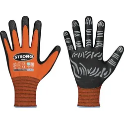 Stronghand Handschuhe TIGER TOUCH Gr.8 orange/schwarz 92% PA/8% Elastan,Nitrilschaum
