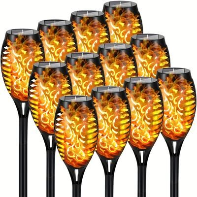 Modern Home Fixes 12LED Solar Flame Light Outdoor,Waterproof 12LEDs Torches Landscape Lamp For Outdoor 8PCS