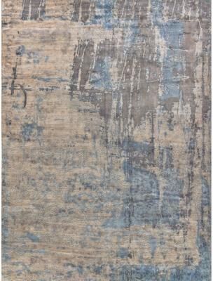 Exquisite Rugs Reflections handloomed Bamboo Silk Beige/Blue Area Rug